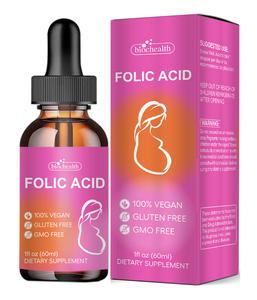 Suplemento Líquido Oral de Ácido Fólico para Mujeres Embarazadas, Fertilidad, Salud Celular, Fórmula Vegana, 60 ml - Product Image 1
