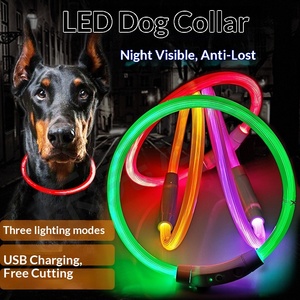 전자 애완동물 <span class=keywords><strong>LED</strong></span> 개 목걸이 조절 가능한 플래시 충전 애완동물 목걸이 반사 <span class=keywords><strong>LED</strong></span> 목걸이 야간용 반려견용 분실 방지 - Product Image 2