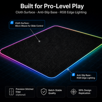 Tigerwings pengisi daya ponsel nirkabel, alas Mouse Rgb diperpanjang, permukaan halus dengan tepi jahitan anti-aus