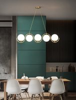 Lustre acrylique de salon en forme de cercle à têtes multiples Design créatif Luminaire suspendu à led en forme de barre dorée classique à la mode