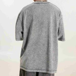 T-shirt décontracté sportif côtelé avec détails de bordure Para Hombre T-shirt épais à épaules tombantes lavé à l'acide - Product Image 6