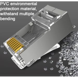 ปลั๊ก RJ45 Cat6 แบบมีฉนวนป้องกัน 100 ชิ้น ตัวเชื่อมต่ออีเธอร์เน็ต - Product Image 5