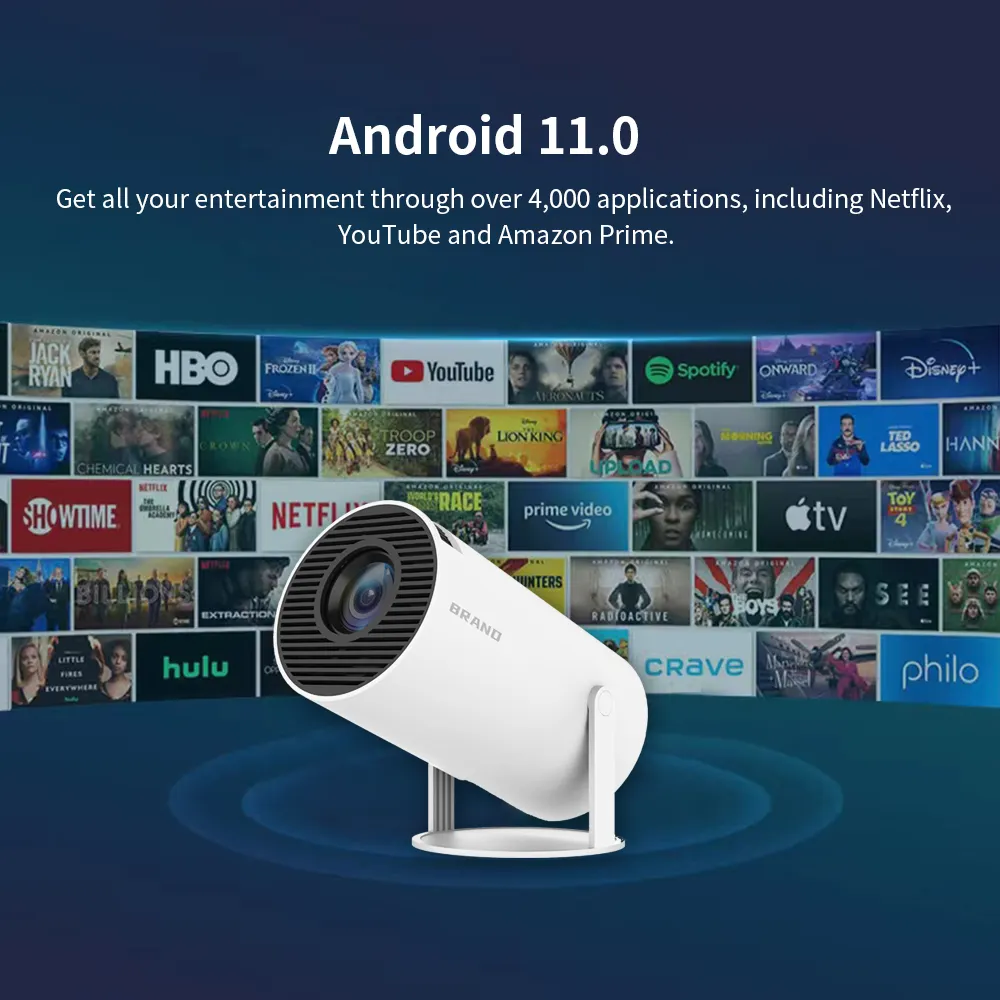 Самый популярный мини-видеопроектор YUNDOO HY300 2,4G + 5G Ультра Быстрое беспроводное соединение 4K HD Android 12 Mini Wifi проектор