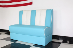 Estilo Luxo Leve Retro, Banco Estofado com Estrutura de Madeira e Assento de Couro, Mesa e Cadeiras de Restaurante Rosa, Sofá Booth - Product Image 4