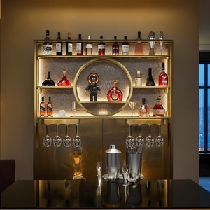 <span class=keywords><strong>Estante</strong></span> de Vino Industrial de Pared con Luz LED, <span class=keywords><strong>Estante</strong></span> Decorativo <span class=keywords><strong>Circular</strong></span> para Licores con Colgador para Copas de Vino para Bar en Casa - Product Image 4