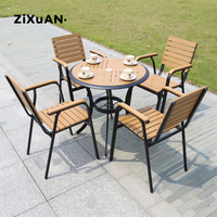 Table et chaise de négociation extérieure boutique de thé au lait cour de jardin balcon en plein air café extérieur plastique bois composite