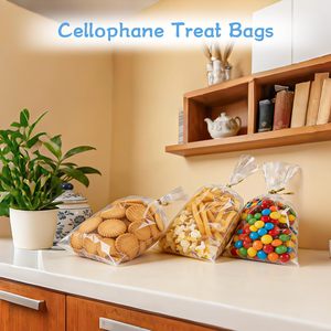 Paquete de 100 Bolsas de Celofán, Bolsas de Regalo Transparentes de 610 Pulgadas con 100 Lazos Dorados Incluidos, Embalaje de Plástico - Product Image 3