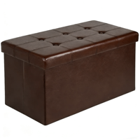 Banc ottoman en cuir PVC noir de 76 cm (30 pouces), boîte de rangement pliable et pouf ottoman