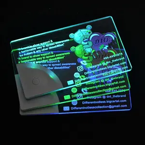 LINLI Luxury Business Card Impressão personalizada LOGOTIPO Acrílico LED Cartão de Visita Personalizado Laser Gravar Único Cartão Luz