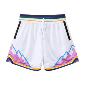 Usine Vintage Streetwear Shorts de sport hommes personnalisé attirail impression rétro femmes plaine Double couche maille Basketball Shorts