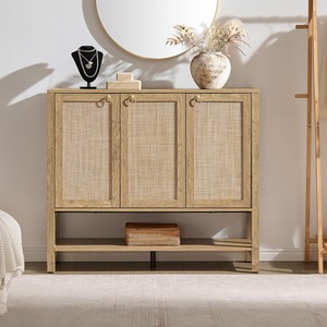 Proveedor de Fábrica: <span class=keywords><strong>Zapatero</strong></span> Alto de Ratán con 3 Puertas y Capacidad para 30 Pares, Organizador de Zapatos para Entrada con Estantes Ajustables - Product Image 1