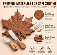 Ensemble de planches à charcuterie en bois d'acacia en forme de feuille d'érable, écologiques, de qualité alimentaire, pour un cadeau de fête de Thanksgiving