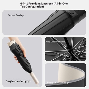 Three-fold 10-bone <b>Automatic</b> Reflective Strip Black Glue Sunscreen Reverse <b>Umbrella</b> Business Printing LOGO Manufacturers Spot - Product Image 2