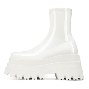 Botas de Tacón Grueso de 8 cm+ para Mujer, Diseño Personalizado de Lujo, para Oficina, Invierno, Punta Redonda, Media Pantorrilla, Parte Superior de PU, Antideslizantes - Product Image 1