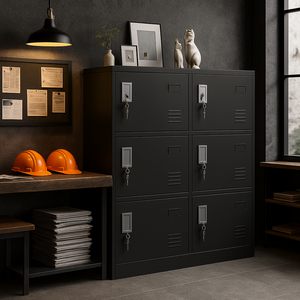 Armoire de bureau plate à 6 tiroirs Armoire à casiers en métal Armoire à casiers en acier inoxydable sur pied - Product Image 3