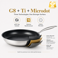 Sartén de Titanio con Superficie Antiadherente de Cerámica G8 Microdot, Utensilios de Cocina de Acero Inoxidable de Triple Capa para Inducción