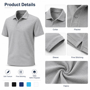 Polo de Rendimiento para Hombre con Logotipo Personalizado, 160G, 100% Poliéster, Secado Rápido, Transpirable, Uniforme de Golf, Venta al Por Mayor, Tallas M-4XL, Gris Jaspeado - Product Image 4