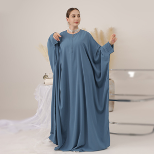 Vêtements islamiques pour femmes du Moyen-Orient, robe de prière à manches chauve-souris, abaya musulmane pour filles, noir, vente en gros - Product Image 2