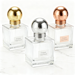 Flacon de parfum de luxe 30 ml à rayures, vaporisateur plat transparent 50 ml avec bouchons à boule colorés, accepte le logo personnalisé - Product Image 5