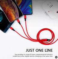 Câble de charge rapide 3 en 2, 1,2 m, pour iPhone, en nylon tressé, résistant à l'usure, câble micro USB, câble de charge 3 en 1