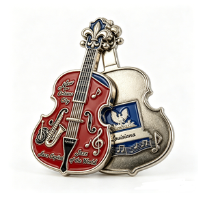 เข็มกลัดโลหะรูปไวโอลินแจ๊สแบบกำหนดเองเคลือบเงา 2 มิติ - ของที่ระลึกจากลุยเซียนาธีมความรักสำหรับคนรักดนตรี - Product Image 3