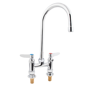 Robinet de cuisine en laiton chromé durable, à double levier, avec bec rotatif à débit fluide et économiseur d'eau - Product Image 1