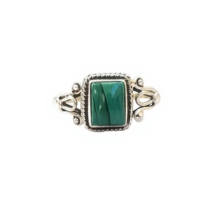 Bagues rectangulaires Malachite argent 925 7x9mm pour hommes et femmes - Product Image 1