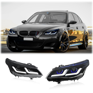 Fari anteriori <span class=keywords><strong>a</strong></span> LED YX per BMW <span class=keywords><strong>Serie</strong></span> 5 E60 E61 <span class=keywords><strong>2003</strong></span>-2010 12V, Nuovi DRL con indicatori di direzione, Plug-and-Play - Product Image 1