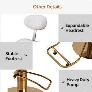 Chaise de coiffure pour homme en plaqué or de luxe haut de gamme Turri pour la production en série de salons de coiffure pour hommes en usine - Product Image 5