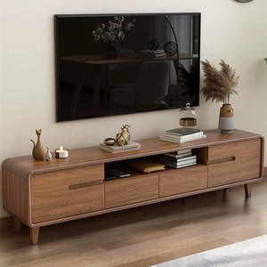 Meuble TV moderne en <span class=keywords><strong>bois</strong></span> brillant de luxe - Portes coulissantes, <span class=keywords><strong>console</strong></span> multimédia avec rangement, design écologique <span class=keywords><strong>et</strong></span> durable, pieds en métal, gain de place - Product Image 1