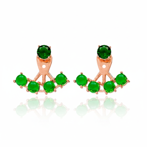 Ear Jackets With <b>Emerald</b> Earring Fine Jewelry For Woman Turkish Wholesale Handmade 925 Sterling Silver Jewelry - Product Image 2