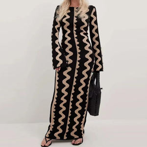Sexy Ladies Printed Knit manga larga Maxi Vestidos para mujeres - Product Image 5