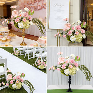 Rosas de Seda Rosa Pálido y Amaranto en Cascada, Esfera Floral Lujosa para Decoración de Bodas - Product Image 2