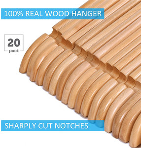Appendiabiti in legno massello appendiabiti per <span class=keywords><strong>vestiti</strong></span> colori naturali 20 pz con scanalature e ganci cromati a 360 gradi - Product Image 6