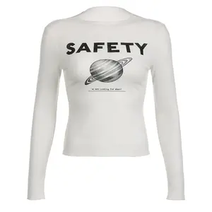 하이 퀄리티 여성 의류 탑 대형 티셔츠 여성용 스트리트웨어 티셔츠 긴 소매 티셔츠 일반