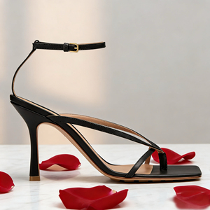 Sandales sexy pour femmes à bout carré et talon haut, ouvertes à l'arrière, avec bride de cheville et semelle intérieure souple, pour l'extérieur et les soirées, collection printemps-été-automne - Product Image 1