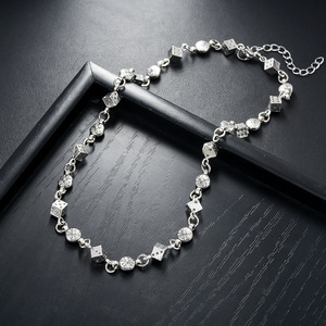 Ensemble de bijoux en forme de dés plaqués argent de style punk, bracelet et collier gothiques, cadeau de mariage ou de fiançailles - Product Image 5