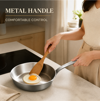 Wajan Penggorengan Dasar Tunggal Stainless Steel Kompatibel Semua Jenis Kompor; Wajan Omelet Dasar Rata Anti Lengket; Panci Mini