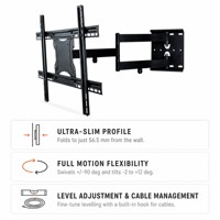 NPLB136L-SW VESA 600x400 Braket Dinding Full Motion dari Baja Paduan - Kemiringan -2 ~ 12 Derajat untuk TV LCD LED 32-65 inci