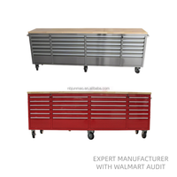 Coffre à outils roulant en acier inoxydable robuste de 96 pouces, armoire de rangement pour garage et atelier avec multiprise, personnalisable OEM