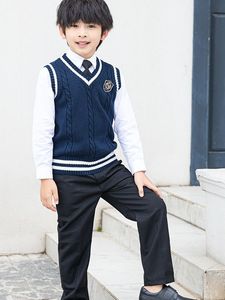 2021 nuevo <span class=keywords><strong>uniforme</strong></span> escolar azul <span class=keywords><strong>para</strong></span> profesores, chaleco <span class=keywords><strong>para</strong></span> profesores, suéter tejido de punto, estilo de la Academia británica, poliéster/algodón - Product Image 4