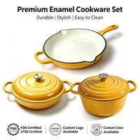 Ensemble de casseroles en fonte 3 pièces, résistant au four, comprenant une poêle, des marmites à soupe et à bouillon, pour cuisinières à induction et à gaz