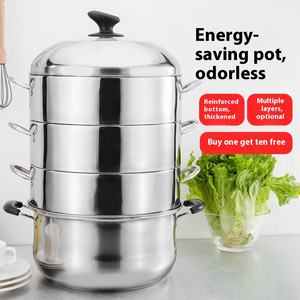 Pentola a Vapore Universale in Acciaio Inox a 4 Strati da 4L, Ecologica, Multifunzione, per Uso Domestico, Compatibile con Fornelli a Induzione, per Zuppe Dense e Panini al Vapore - Product Image 3