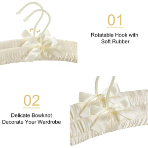 <span class=keywords><strong>Cintre</strong></span> <span class=keywords><strong>en</strong></span> tissu doux mousse épaisse <span class=keywords><strong>soie</strong></span> ivoire rembourré Satin cintres pour robe - Product Image 4