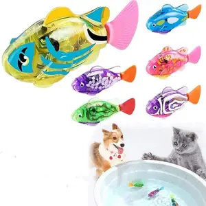 Интерактивный робот, игрушки для рыбы, кошка, собака, активация, плавание в воде со светодиодным светом, плавательная ванна, пластиковая игрушка для рыбы, подарок