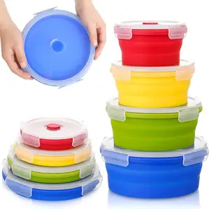 Silicone Collapsible Food Storage Containers with Lids Lunch Boxes for Stacks Travel