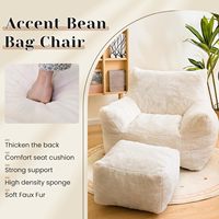 Fauteuil pouf avec repose-pieds, canapé paresseux en peluche avec accoudoirs et repose-pieds, canapés poufs rembourrés pour salon et dortoir