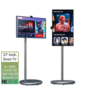 27 Inch Gray 6Gb+128Gb Android 15 Full HD 1080p Smart TV Wheels Movable Charging <b>LED</b> Display Built Battery <b>Speaker</b> Portable Flip - Product Image 1