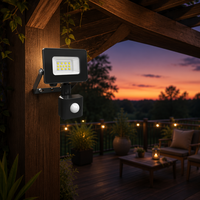 Projecteur LED OUTLUX E048EIS 10W IP65 à angle de faisceau de 120° avec capteur pour l'éclairage de jardin et de paysage, haute luminosité 6500K