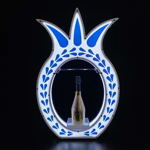 nightclub logo customized rechargeable VIP wine bottle service tray glowing LED bottle presenter